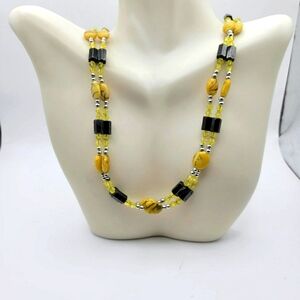 Vibrant Yellow and Black Magnetic Beaded Necklace